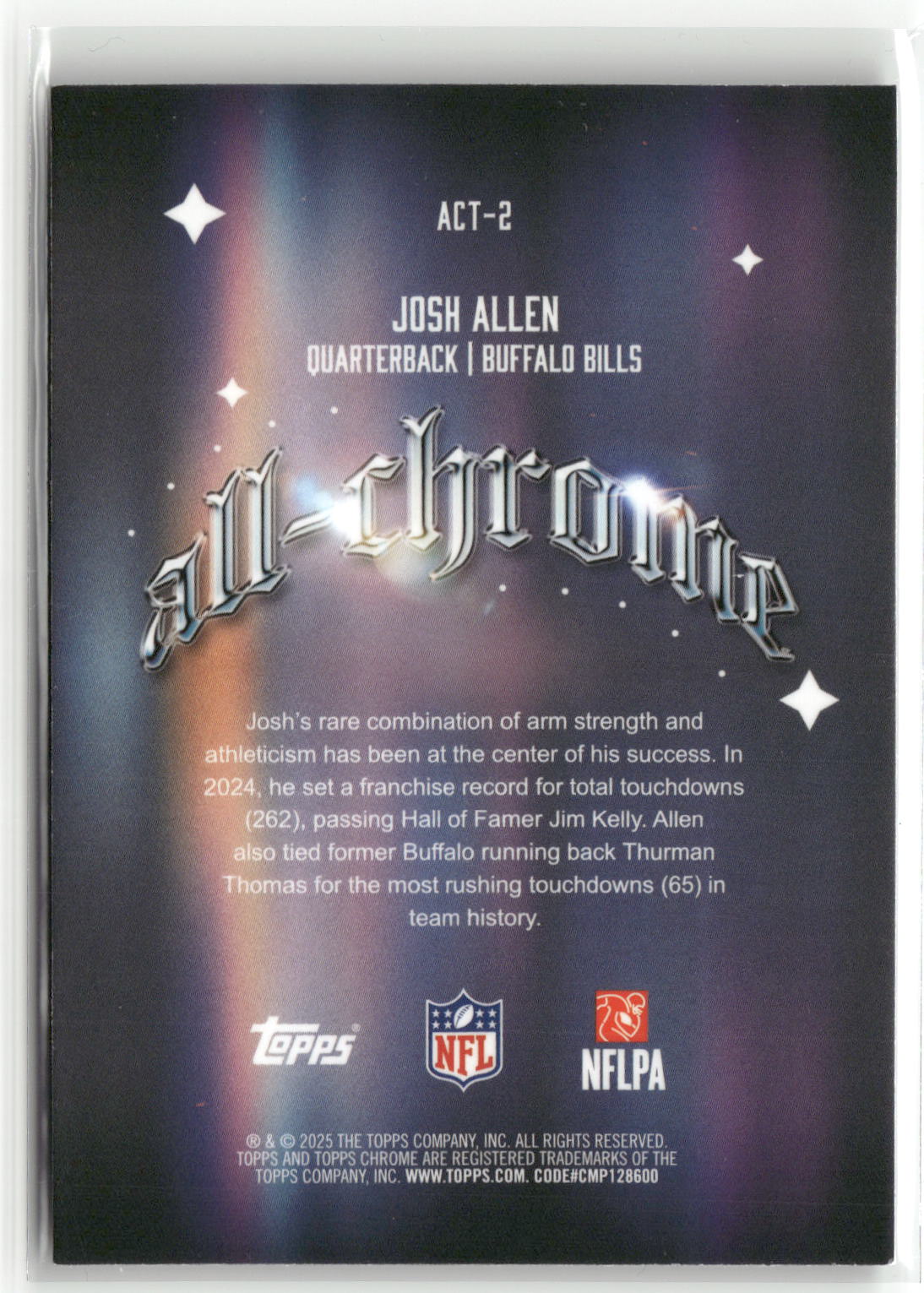 2025 Topps Chrome #ACT-2 Josh Allen All Chrome Team-2