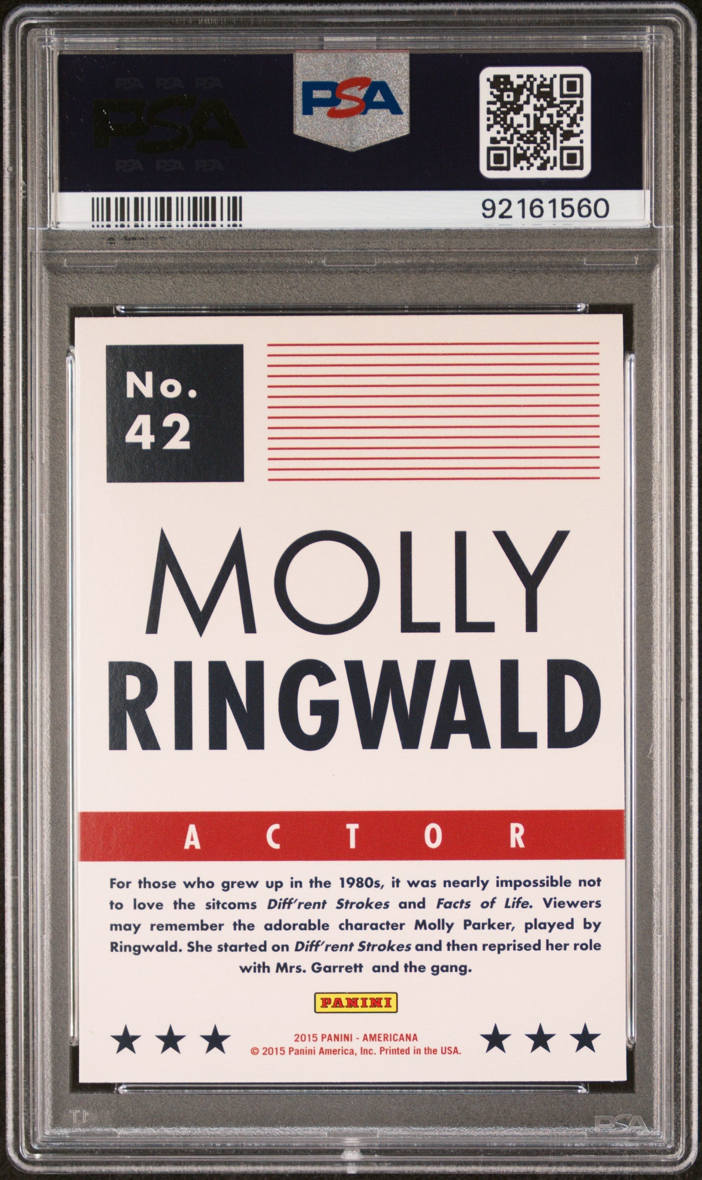 2015 Panini Americana #42 Molly Ringwald PSA 9-2