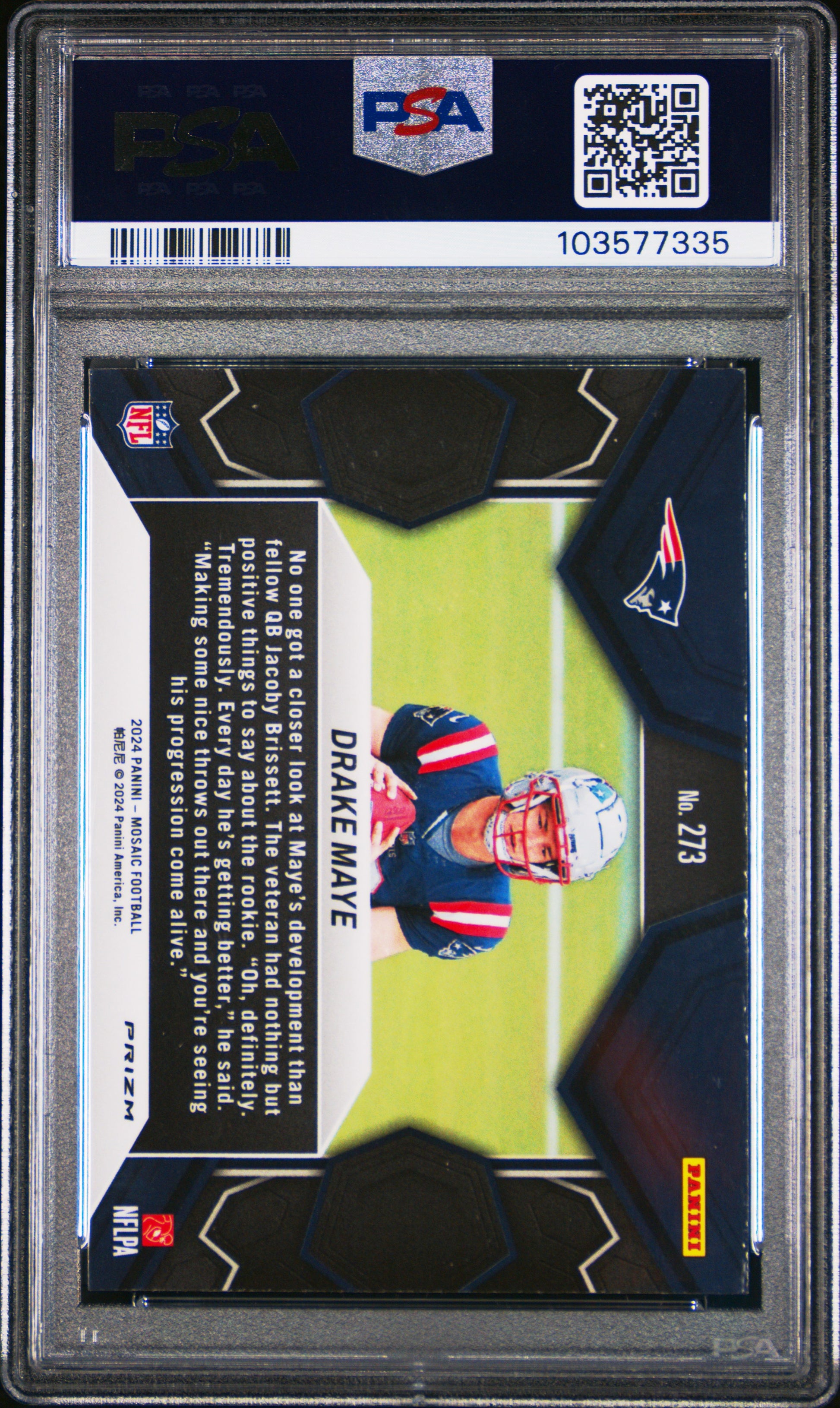2024 Panini Mosaic #273 Drake Maye Silver PSA 9-2