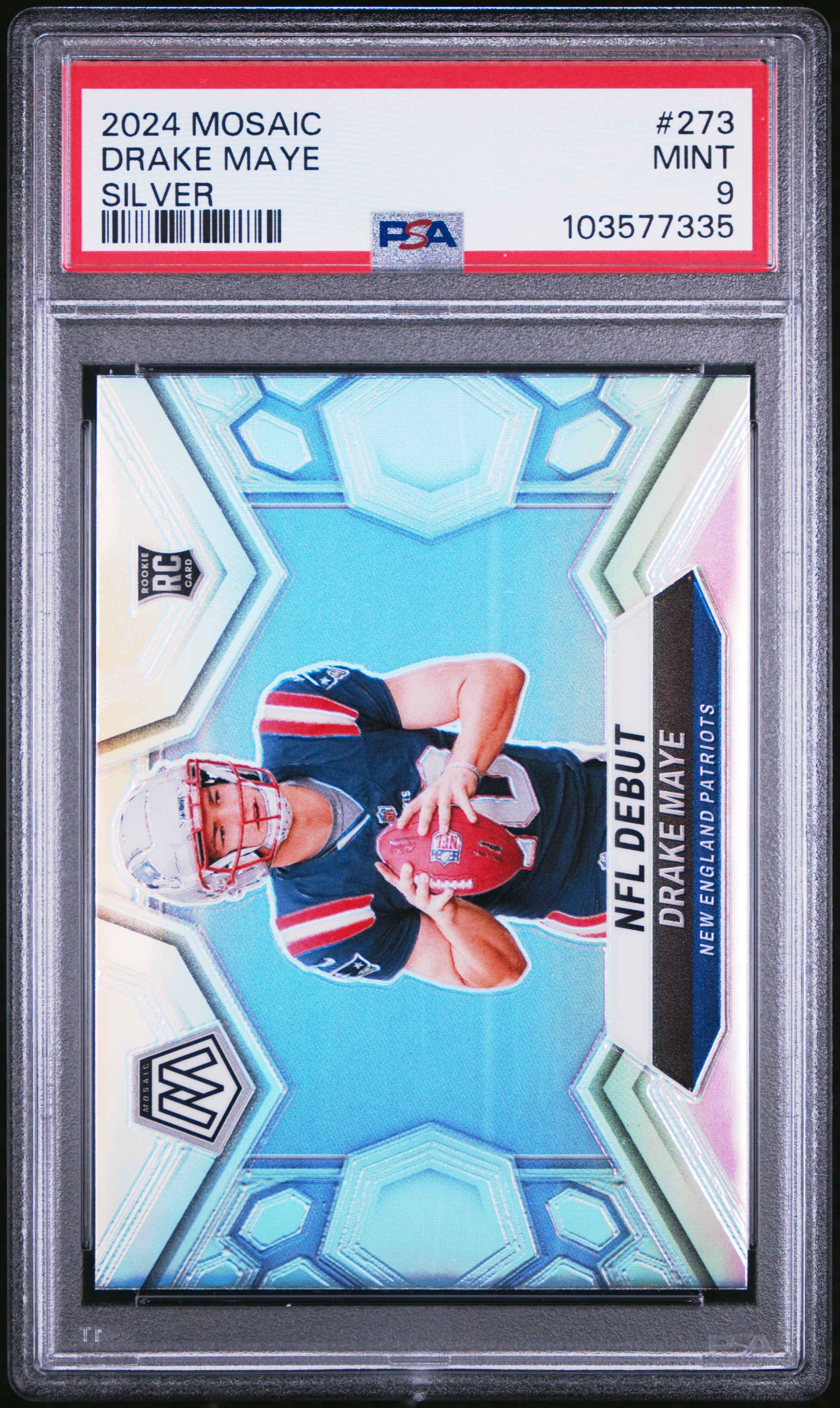 2024 Panini Mosaic #273 Drake Maye Silver PSA 9-1