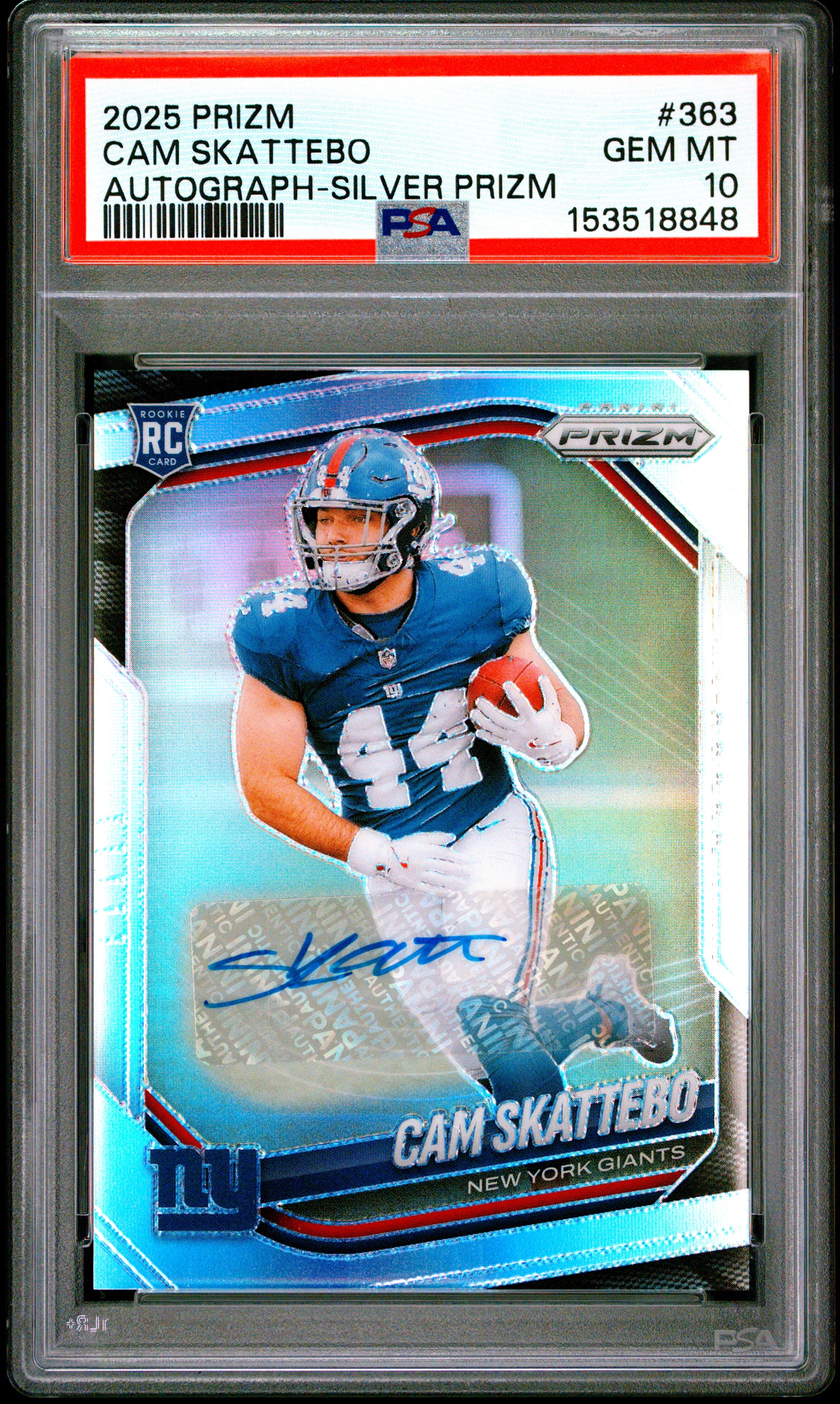 2025 Panini Prizm #363 Cam Skattebo Prizm Autographs Silver PSA 10