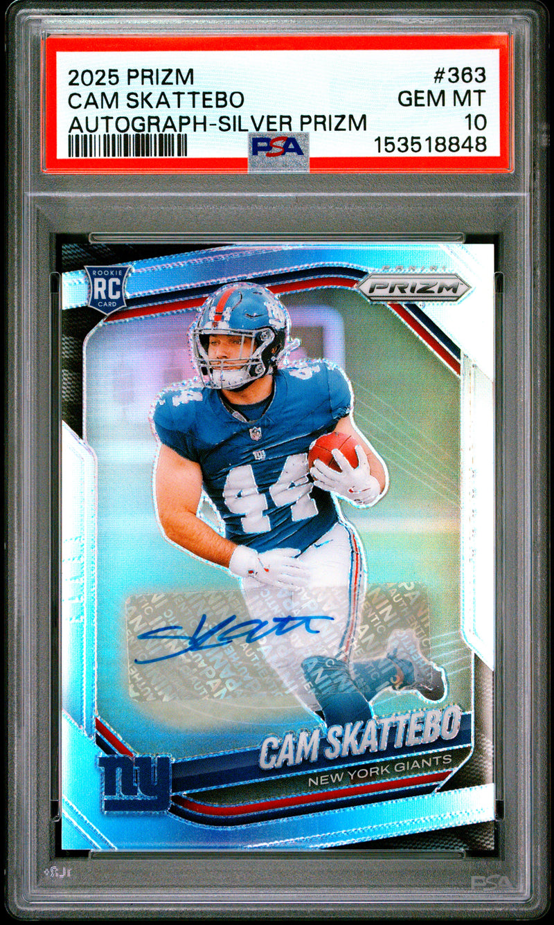 2025 Panini Prizm #363 Cam Skattebo Prizm Autographs Silver PSA 10-1