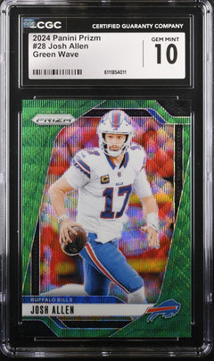 2024 Panini Prizm #28 Josh Allen Green Wave CGC 10-1