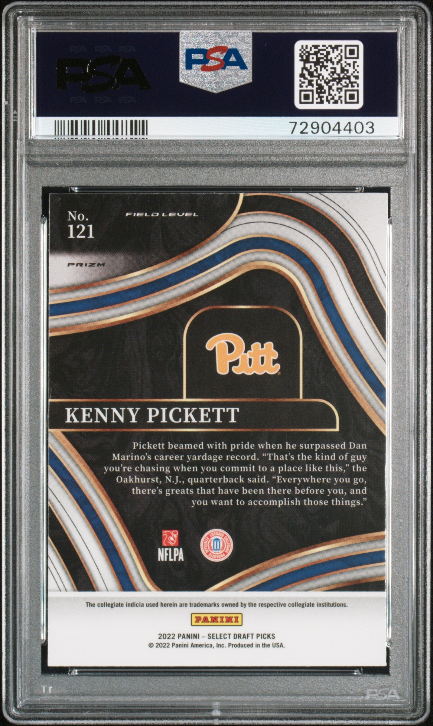 2022 Panini Select Draft Picks #121 Kenny Pickett Silver Prizm PSA 10-2