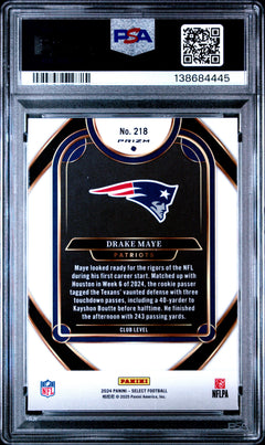 2024 Panini Select #218 Drake Maye Red & Blue Prizm Shock PSA 10-2