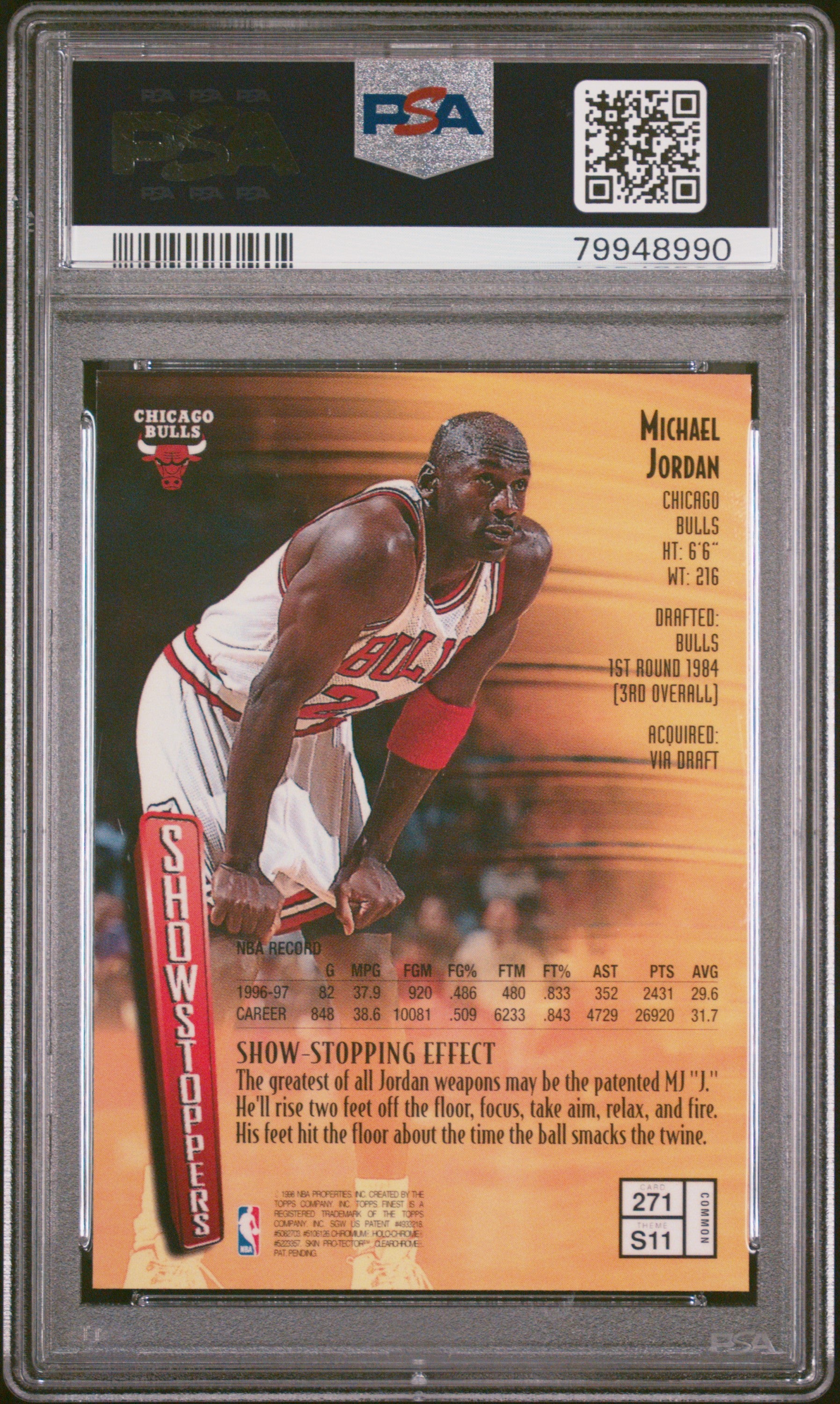1997-98 Finest #271 Michael Jordan PSA 8-2