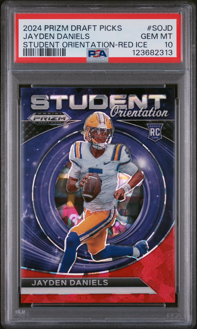 2024 Panini Prizm Student #SOJD Jayden Daniels Red Ice PSA 10-1