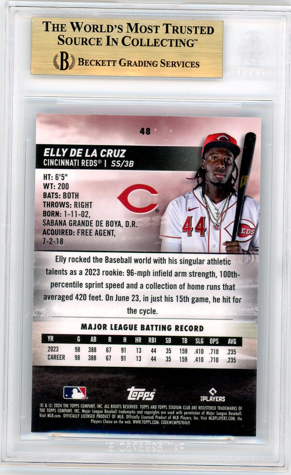 2024 Stadium Club #48 Elly De La Cruz Chrome BGS 9.5-2