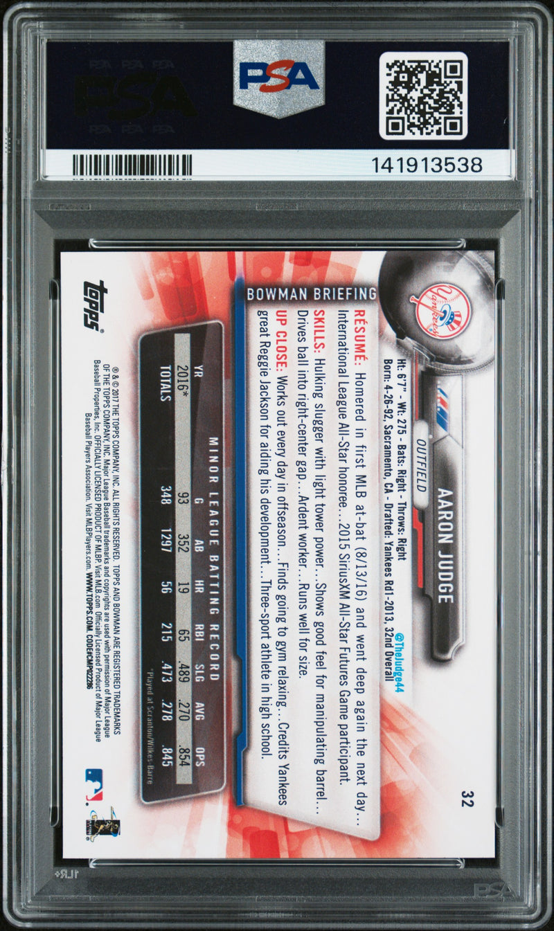 2017 Bowman #32 Aaron Judge PSA 9-2