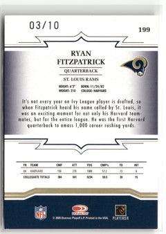 2005 Donruss Throwback Threads #199 Ryan Fitzpatrick Red #/10-2