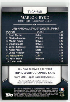 2011 Topps #T60A-MB Marlon Byrd Topps 60 Autographs-2