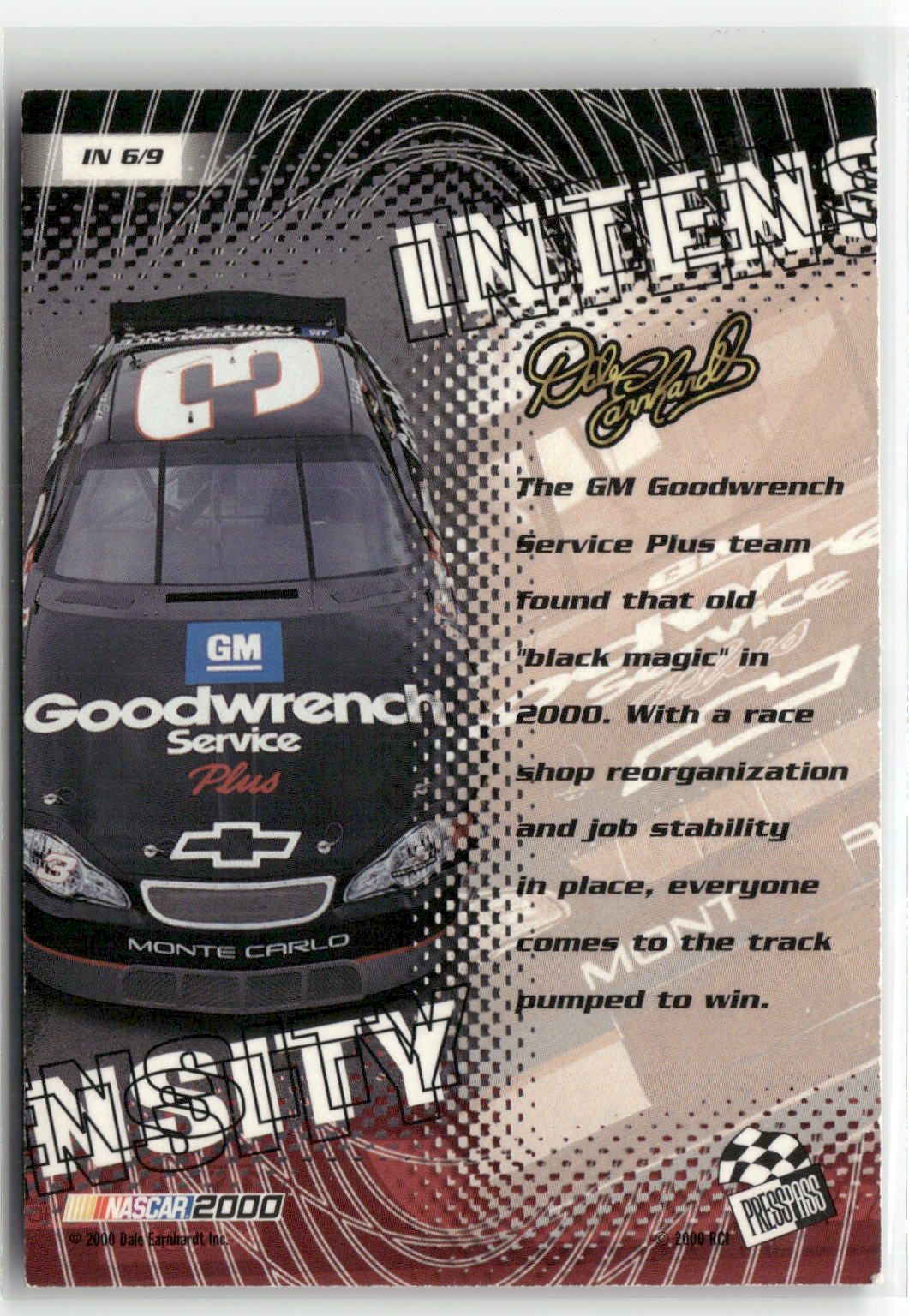 2000 Press Pass Stealth #IN 6 Dale Earnhardt Intensity-2