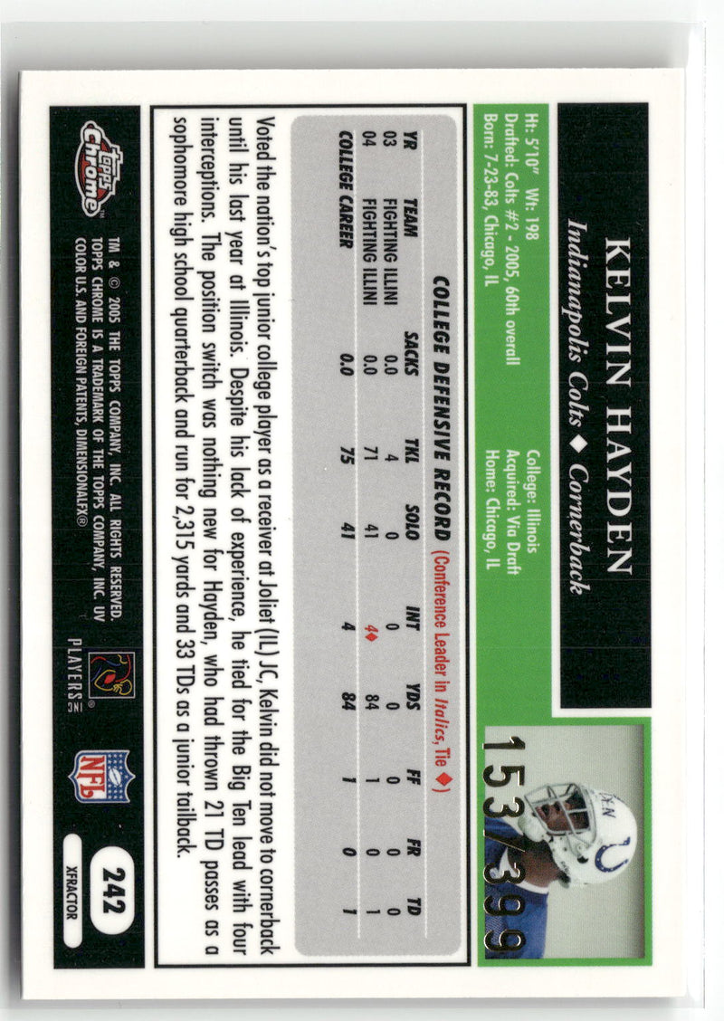 2005 Topps Chrome #242 Kelvin Hayden Gold Xfractors #/399-2