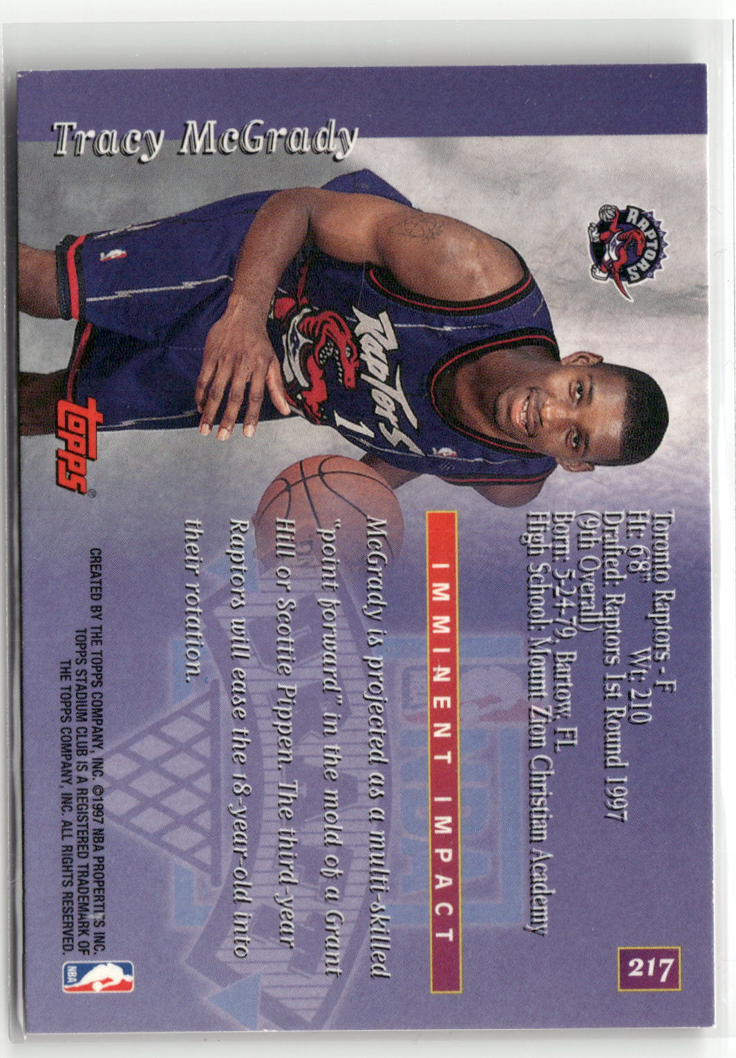 1997-98 Stadium Club #217 Tracy McGrady-2