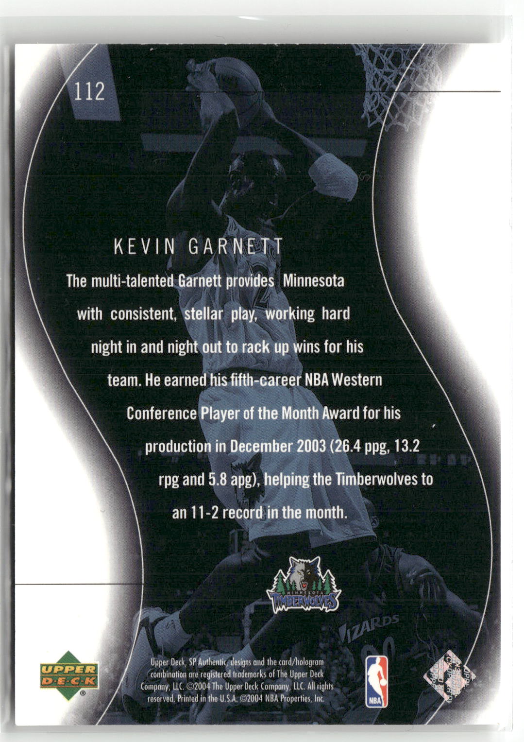 2003-04 SP Authentic #112 Kevin Garnett #/3999-2