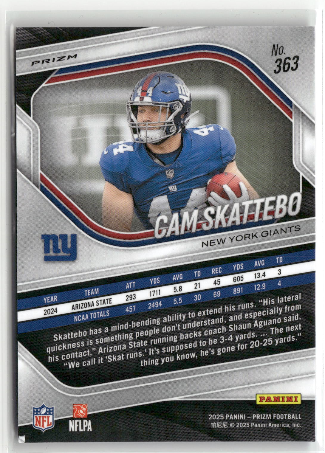 2025 Panini Prizm #363 Cam Skattebo Red White and Blue-2