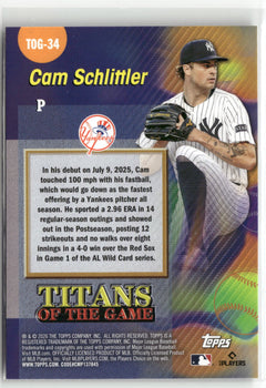 2026 Topps #TOG-34 Cam Schlittler Titans of the Game-2