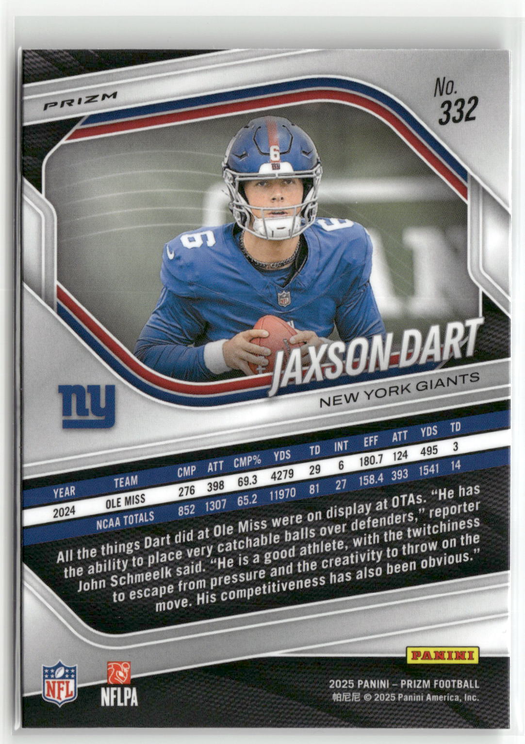 2025 Panini Prizm #332 Jaxson Dart No Huddle-2