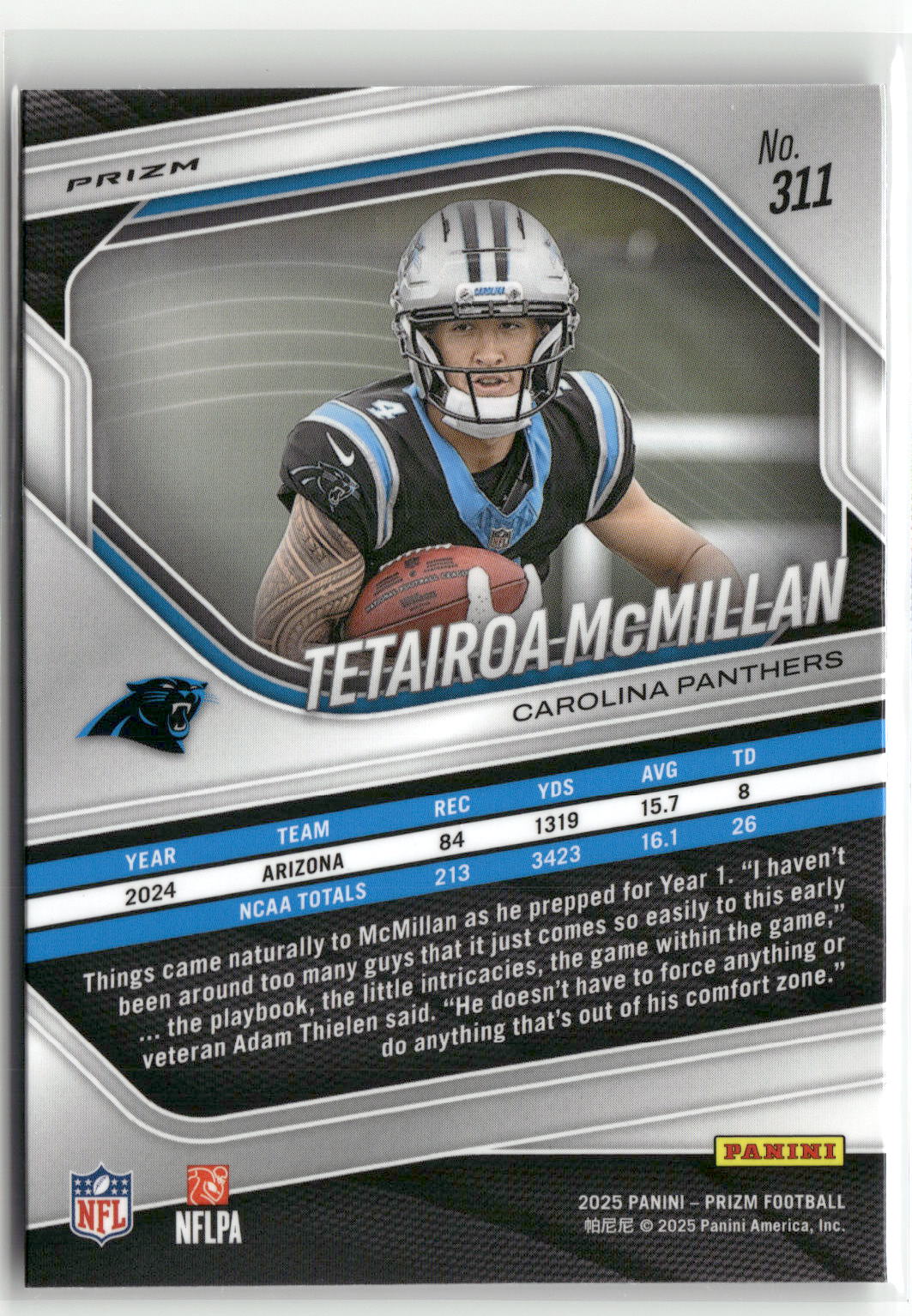 2025 Panini Prizm #311 Tetairoa McMillan Lazer-2