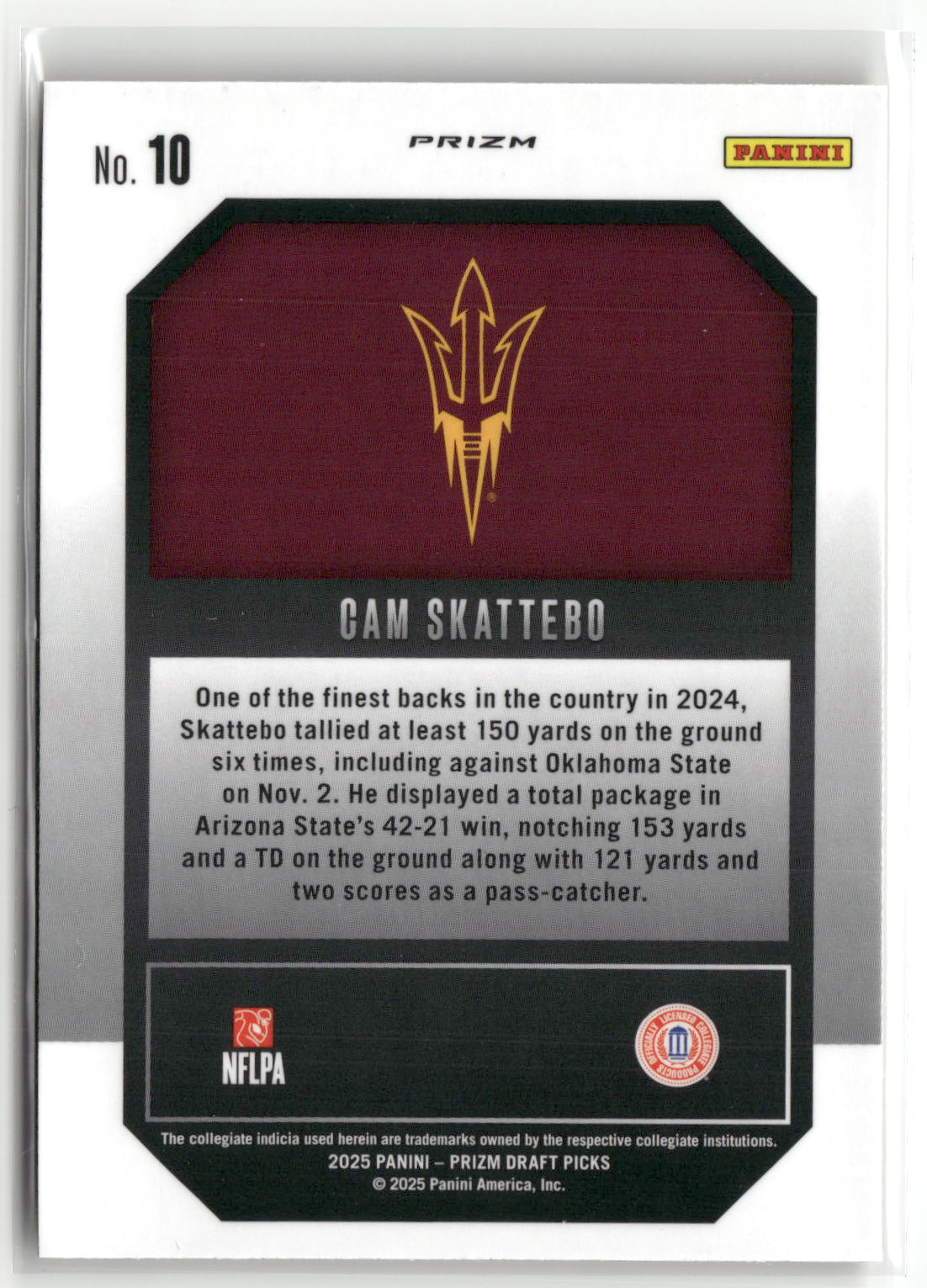 2025 Panini Prizm Draft Picks #10 Cam Skattebo New Recruits Gold Ice-2