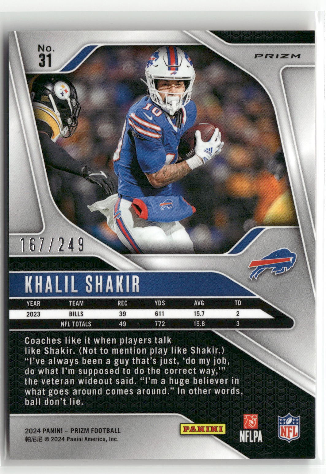 2024 Panini Prizm #31 Khalil Shakir Orange #/249-2