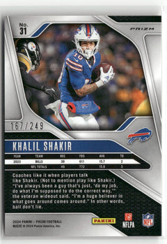 2024 Panini Prizm #31 Khalil Shakir Orange #/249-2