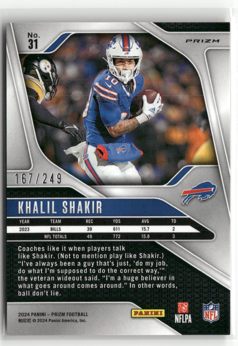 2024 Panini Prizm #31 Khalil Shakir Orange #/249-2
