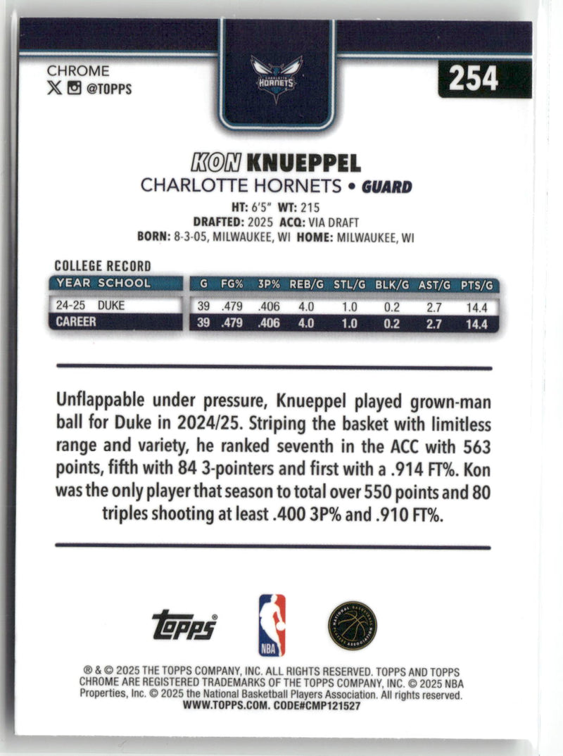 2025-26 Topps Chrome #254 Kon Knueppel-2