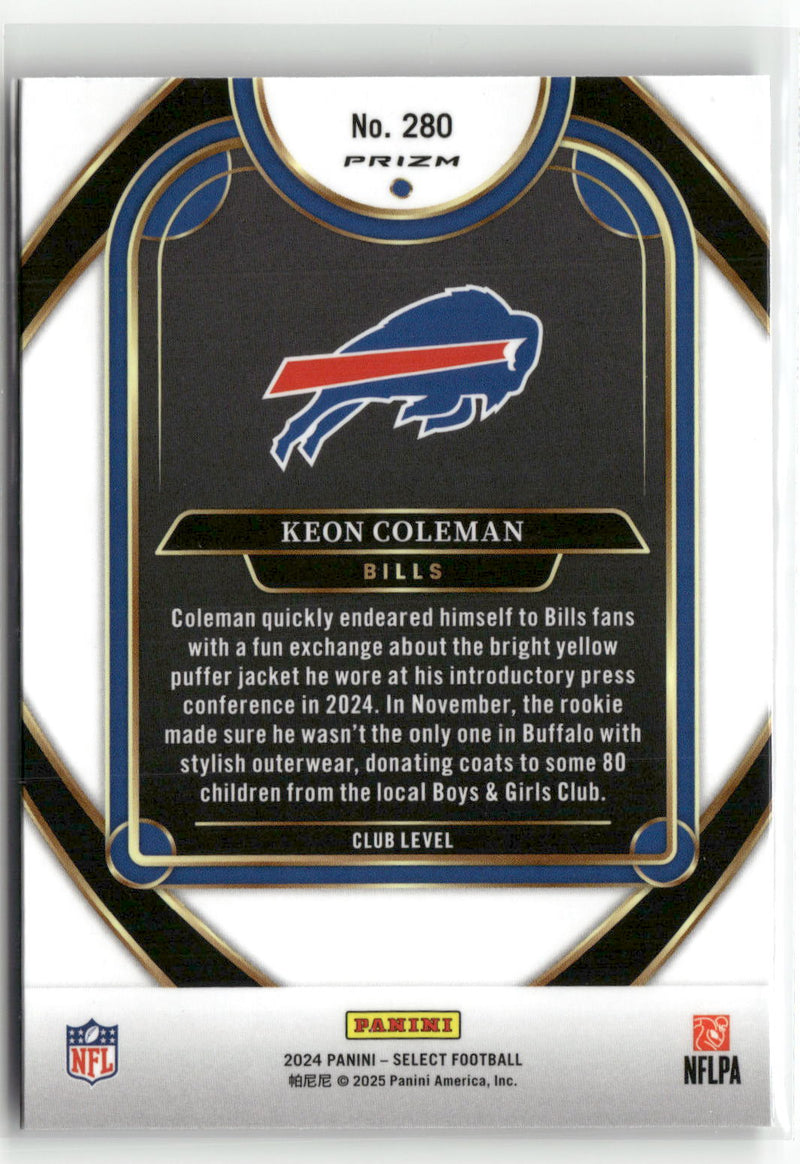 2024 Panini Select #280 Keon Coleman Tiger Prizm-2