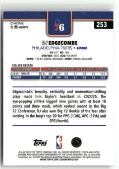 2025-26 Topps Chrome #253 VJ Edgecombe-2
