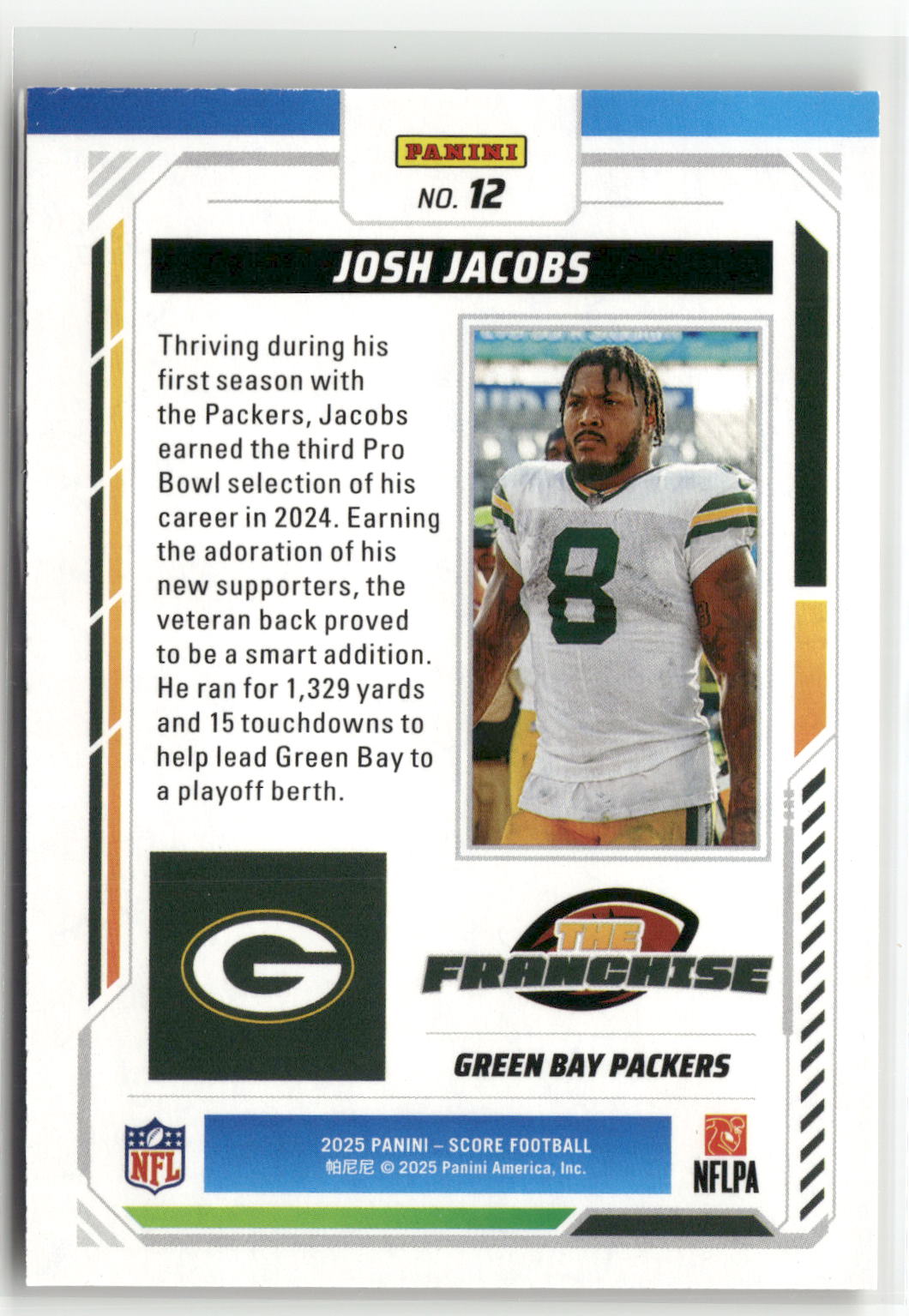 2025 Score #12 Josh Jacobs The Franchise Gold Zone #/50-2