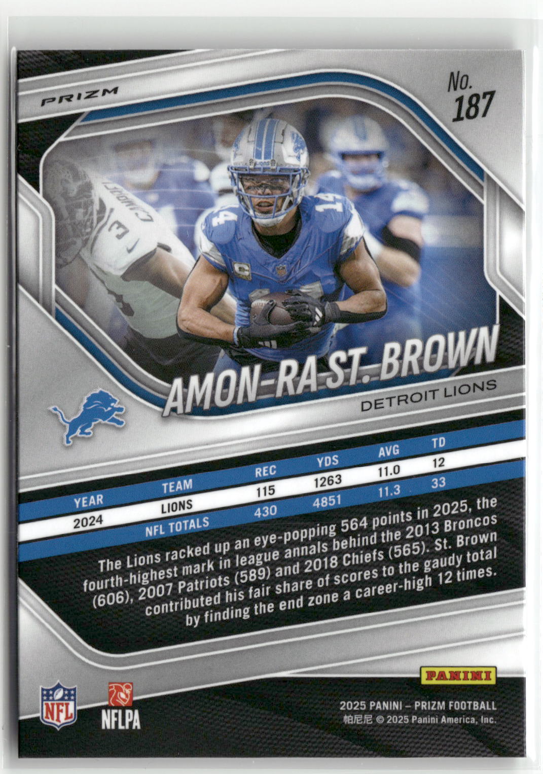2025 Panini Prizm #187 Amon-Ra St. Brown Silver-2