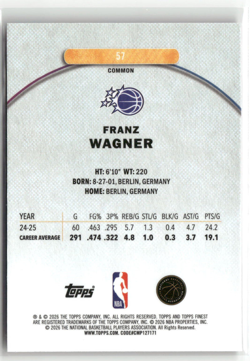 2025-26 Finest #57 Franz Wagner Oil Spill Refractor-2