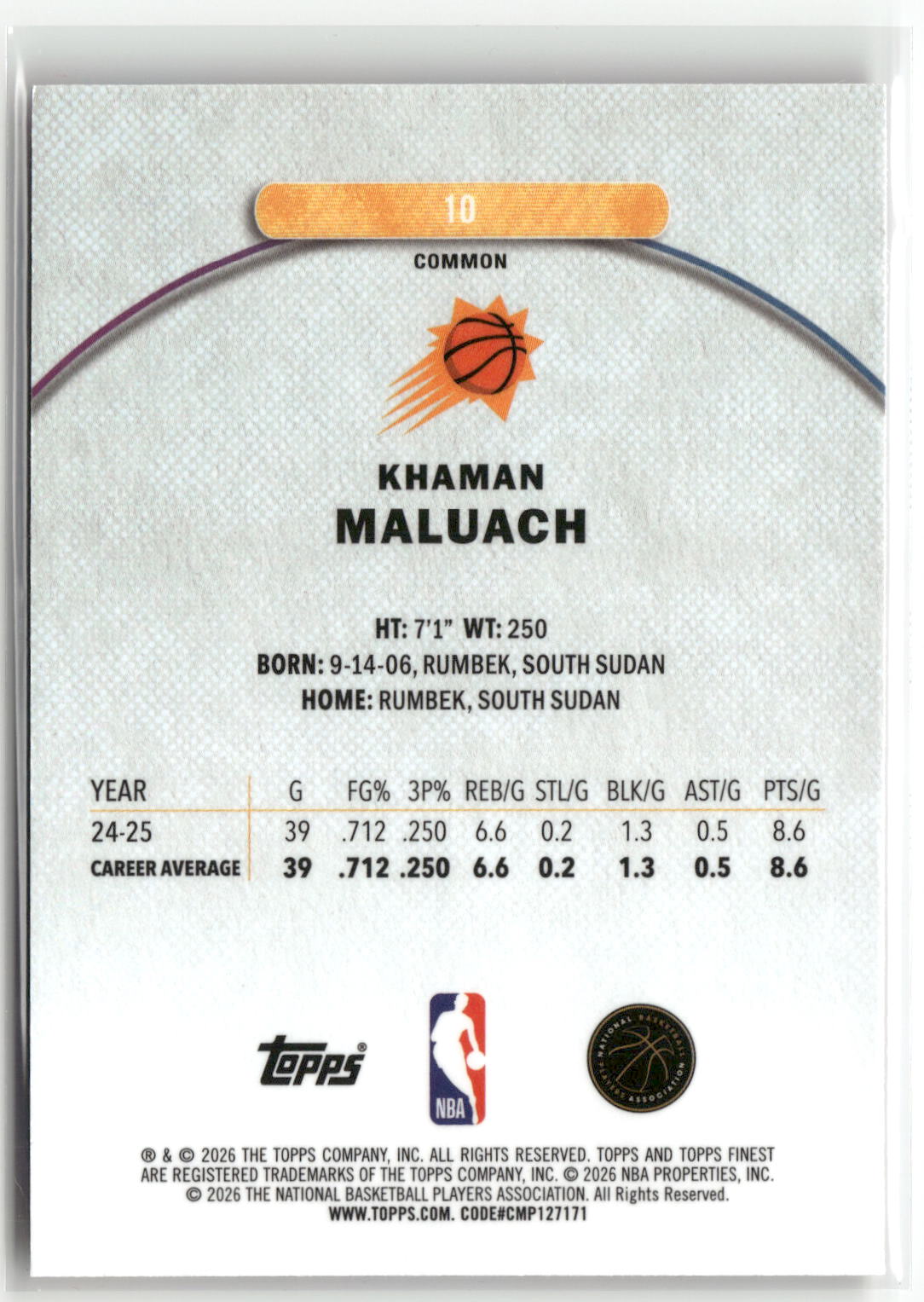2025-26 Finest #10 Khaman Maluach Oil Spill Refractor-2