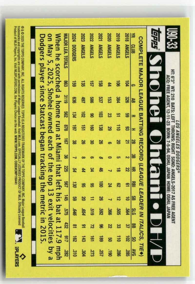 2025 Topps Update #U90-33 Shohei Ohtani 1990 Topps Baseball 35th Anniversary-2