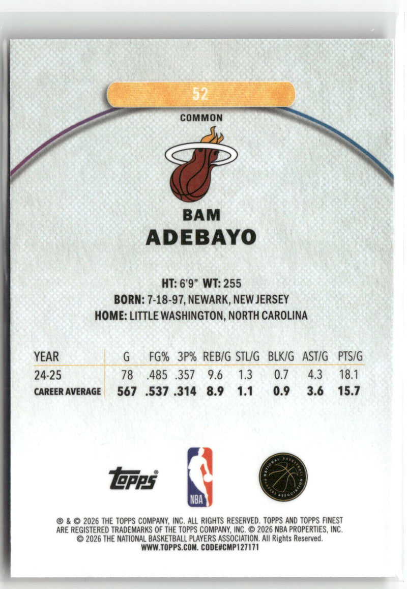 2025-26 Finest #52 Bam Adebayo Oil Spill Refractor-2