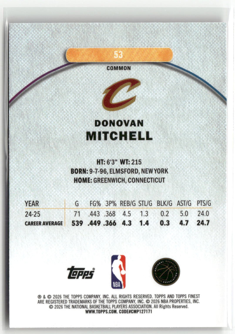 2025-26 Finest #53 Donovan Mitchell Oil Spill Refractor-2