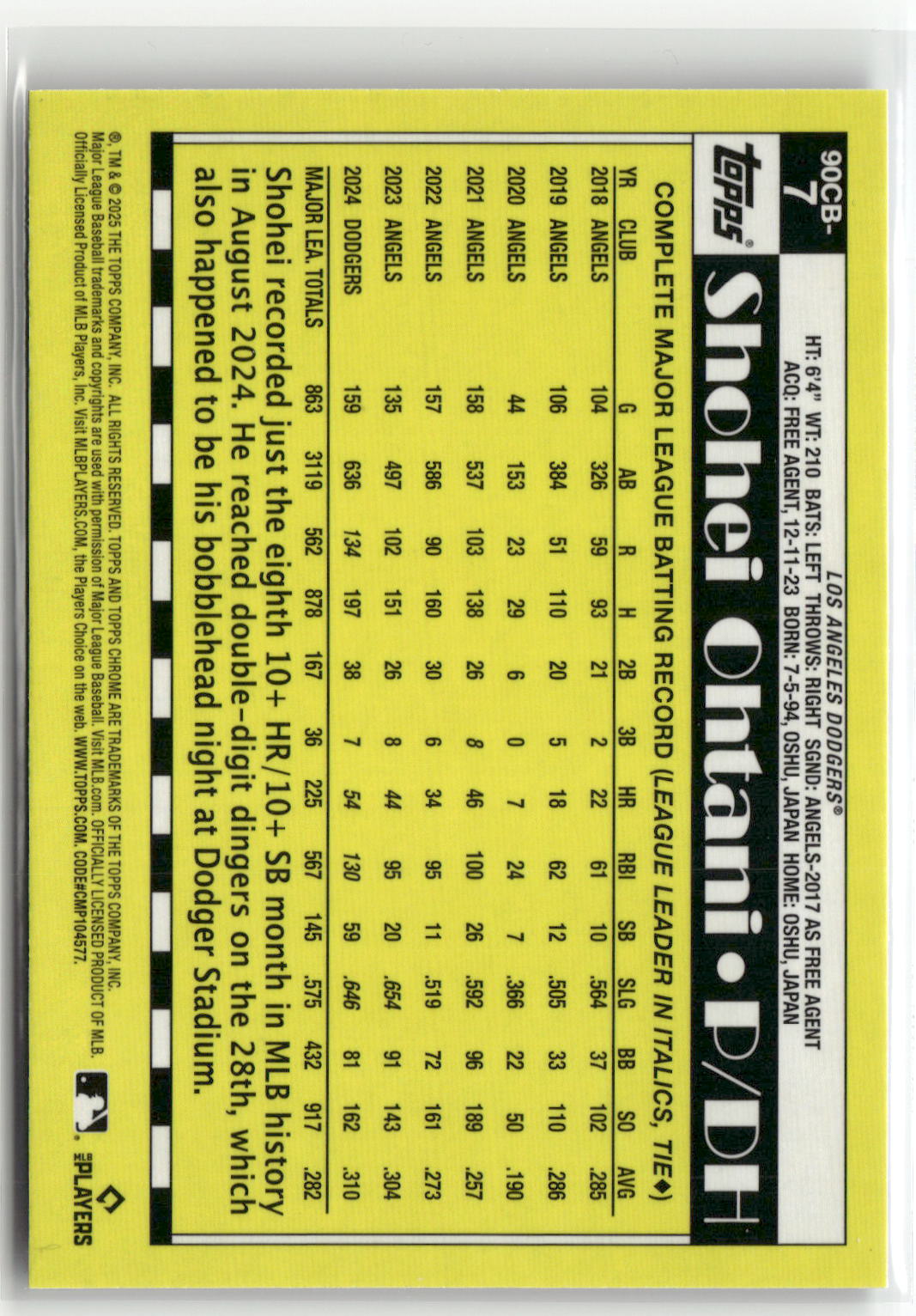 2025 Topps Chrome #90CB-7 Shohei Ohtani 1990 Topps Baseball 35th Anniversary-2