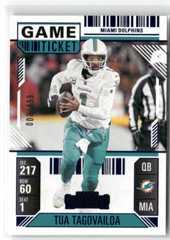 2024 Panini Contenders #61 Tua Tagovailoa Game Ticket Blue #/499-1