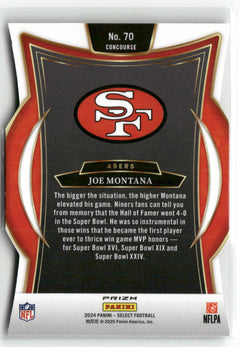 2024 Panini Select #70 Joe Montana Silver Prizm Die Cut-2