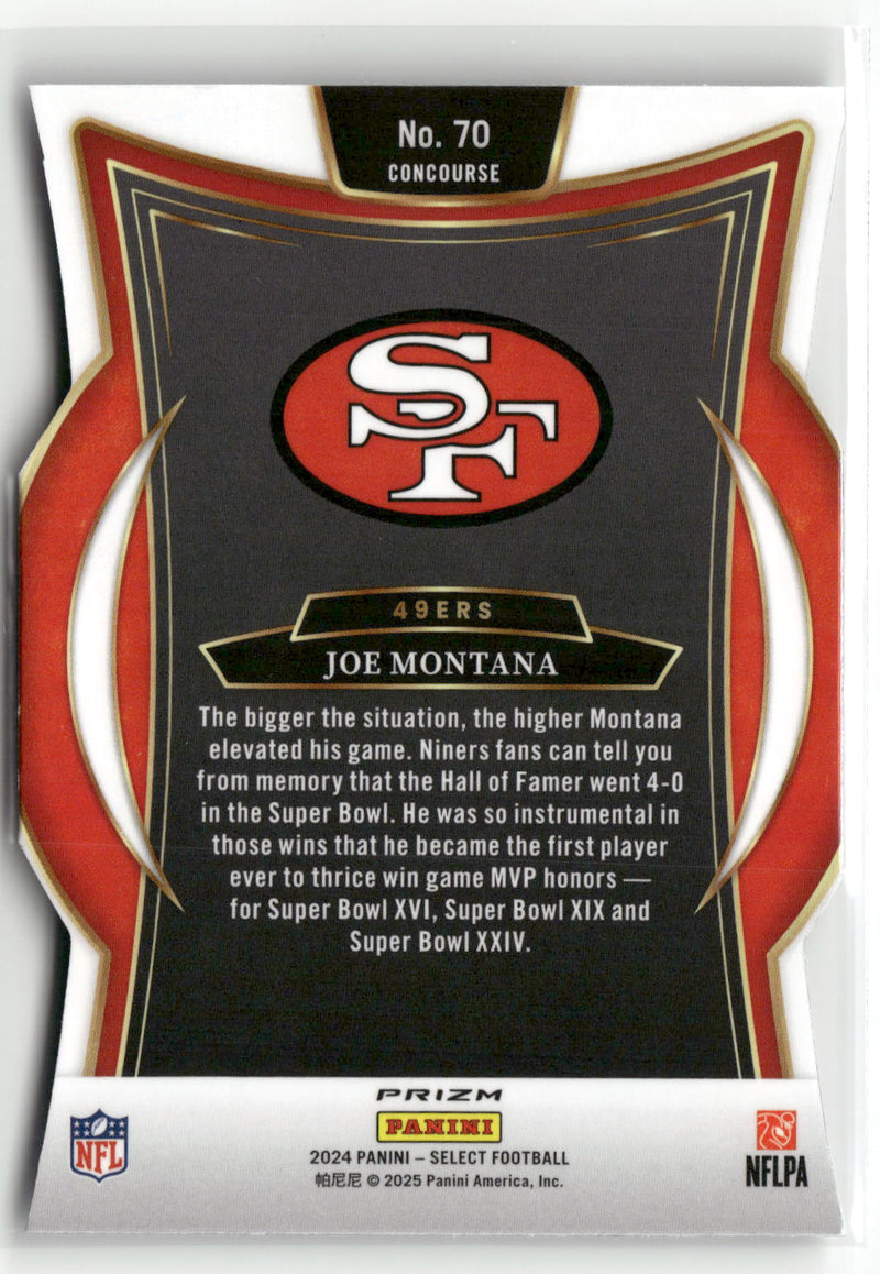 2024 Panini Select #70 Joe Montana Silver Prizm Die Cut-2