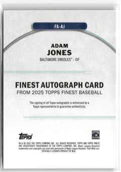 2025 Finest #FA-AJ Adam Jones Finest Autographs Purple Refractors #/125-2