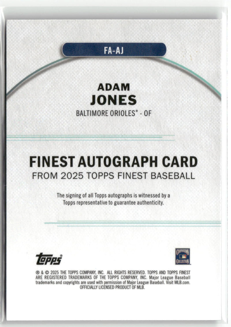 2025 Finest #FA-AJ Adam Jones Finest Autographs Purple Refractors #/125-2
