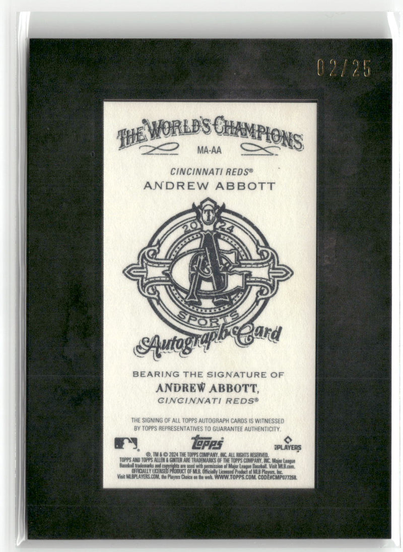 2024 Topps Allen Ginter #MA-AA Andrew Abbott Framed Mini Auto Black #/25-2