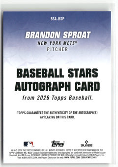 2026 Topps #BSA-BSP Brandon Sproat Baseball Stars Autographs (Series One)-2
