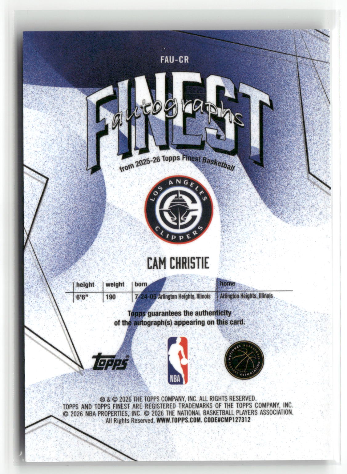 2025-26 Finest #FAU-CR Cam Christie Finest Autographs Refractor-2