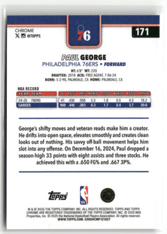 2025-26 Topps Chrome #171 Paul George Negative Refractor-2