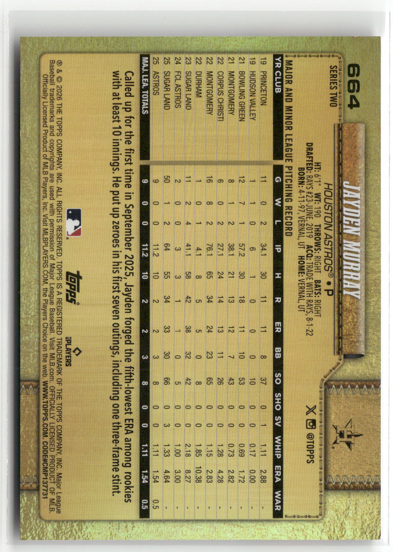 2026 Topps #664 Jayden Murray Golden Mirror Variations-2