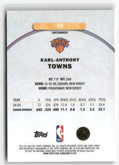 2025-26 Finest #139 Karl-Anthony Towns Purple X-Fractor #/99-2