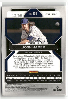2022 Panini Prizm #130 Josh Hader Snakeskin Prizm #/50-2